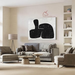 Black and White Abstract Giclée Canvas Print | Large Minimalist Wall Decor