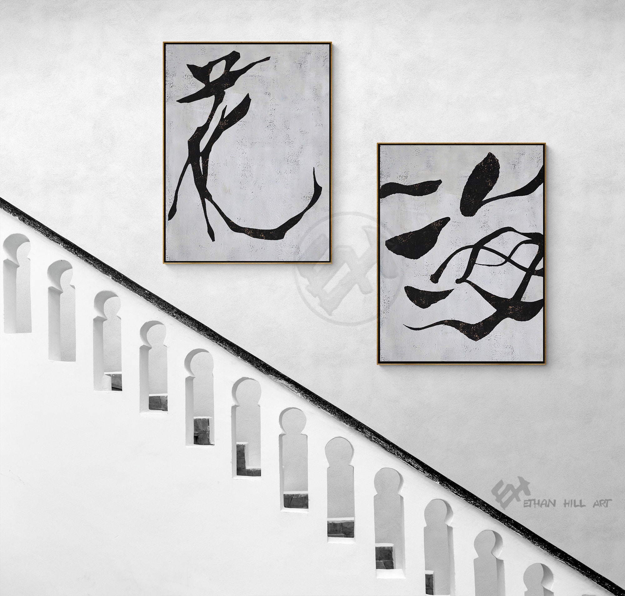 Large Set of 2 Abstract Painting Oversized Canvas Wall Art | Etsy