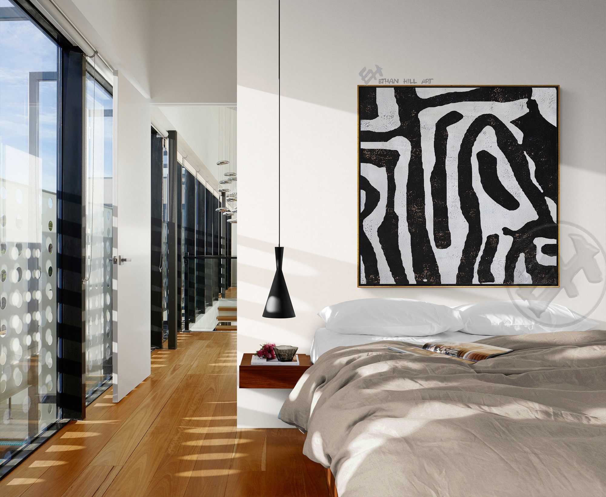 Mid Century Modern Art Oversized Wall Art Hand Painted Etsy