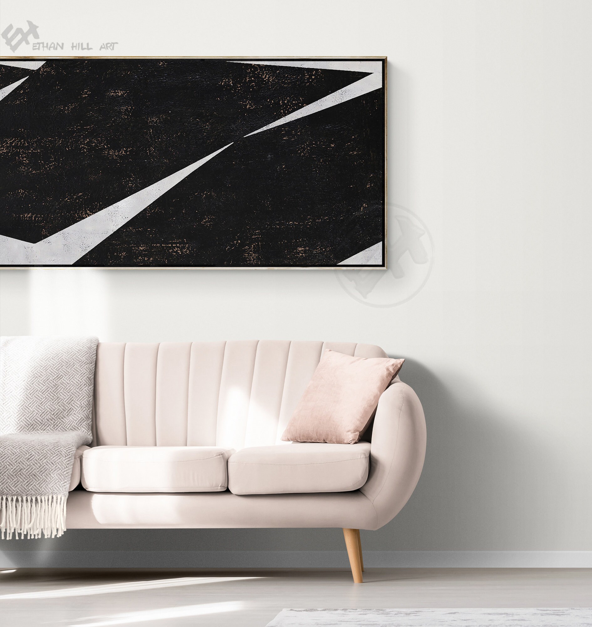 Horizontal Wall Art Canvas Painting Black White Canvas Art | Etsy