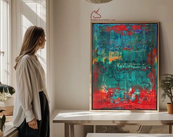 Modern Giclée Art Print on Canvas. Abstract Colorful Wall Decor | &quot;Passion and Depth II&quot; by Doug H.Deng
