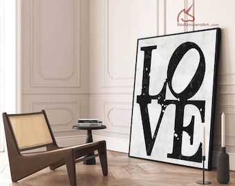 Black and White LOVE Wall Art | Minimalist Calligraphy Art Print