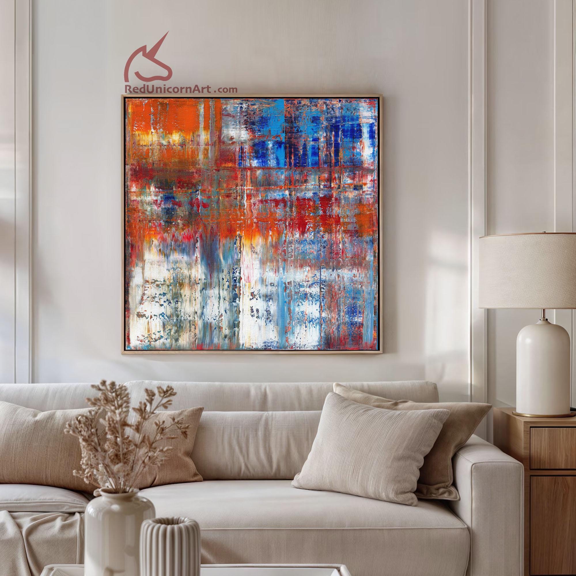 Large Abstract Print. Modern Wall Art Decor. Top-quality Giclée Print| "Flamingo Pond" by Doug H.Deng
