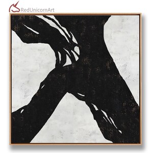 Monochrome Neutral Wall Decor | Contemporary Minimalist Painting on Canvas image 3