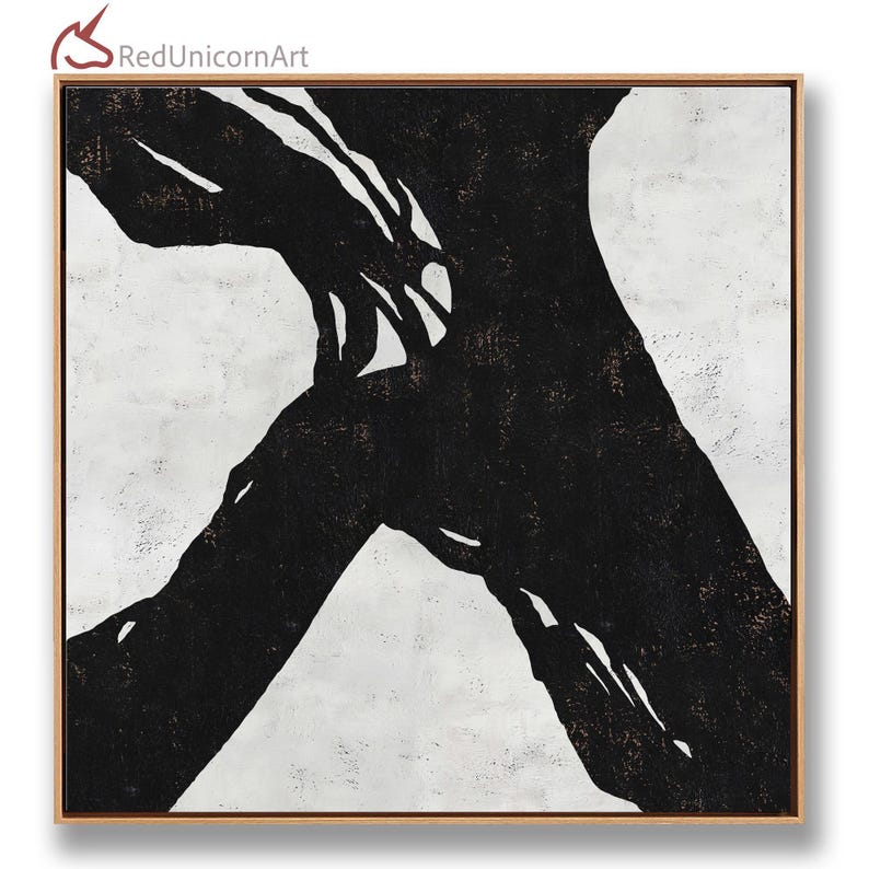 Monochrome Neutral Wall Decor | Contemporary Minimalist Painting on Canvas image 3