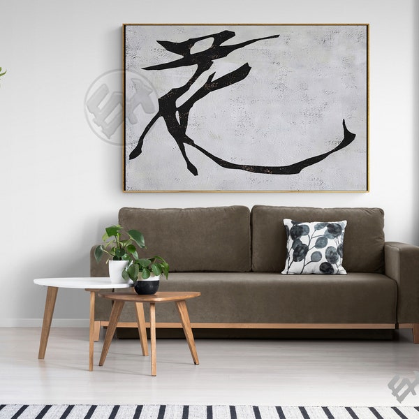 Abstract Canvas Painting, Chinese Calligraphy, Original Artwork - Ethan Hill H195H