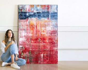 Groot abstract canvas schilderij | Origineel modern uniek kunstwerk: 60 x 40 inch