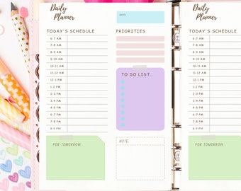 Daily Planner Printable + Fillable Page | Hourly Daily Planner Printable