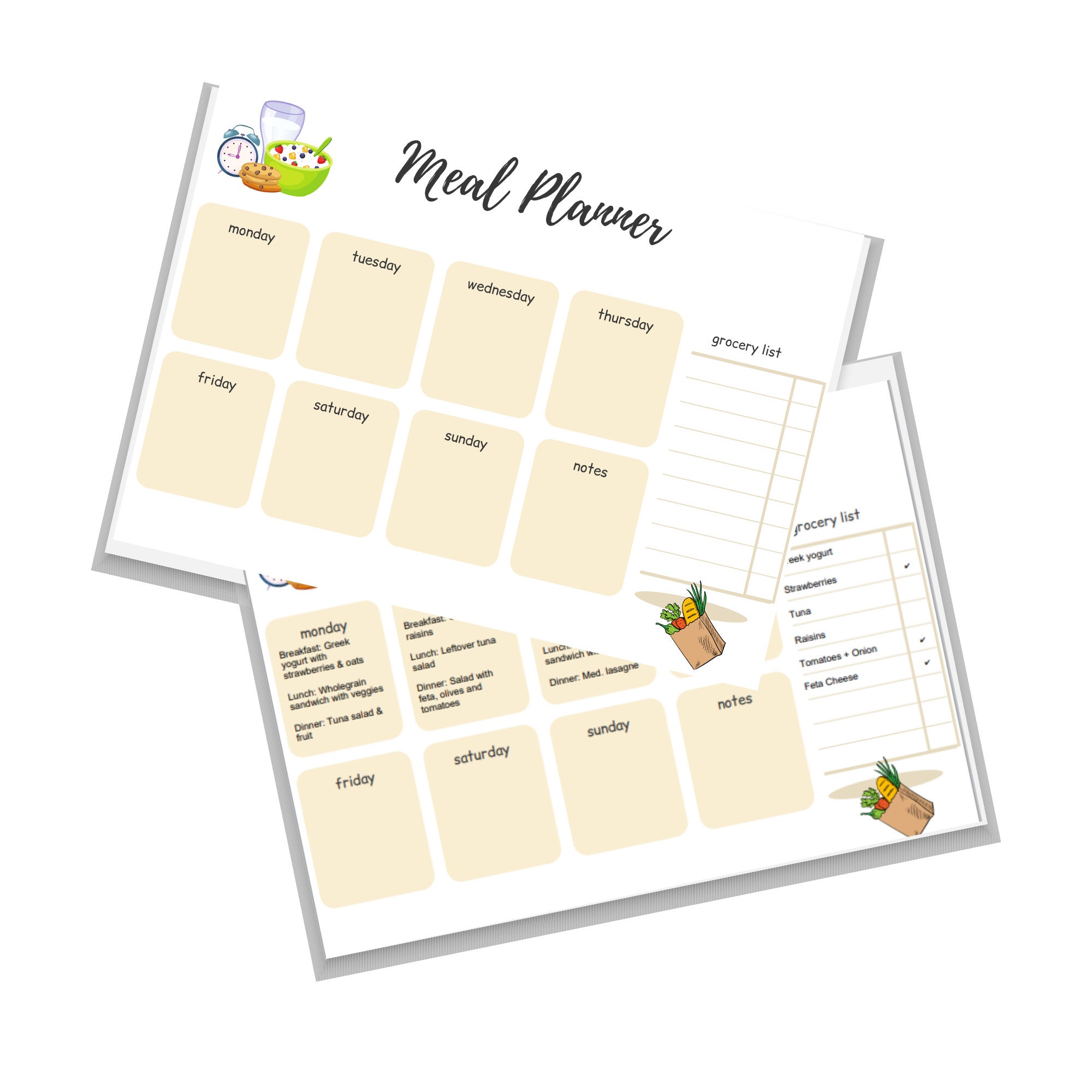 printable editable weekly meal planner template etsy