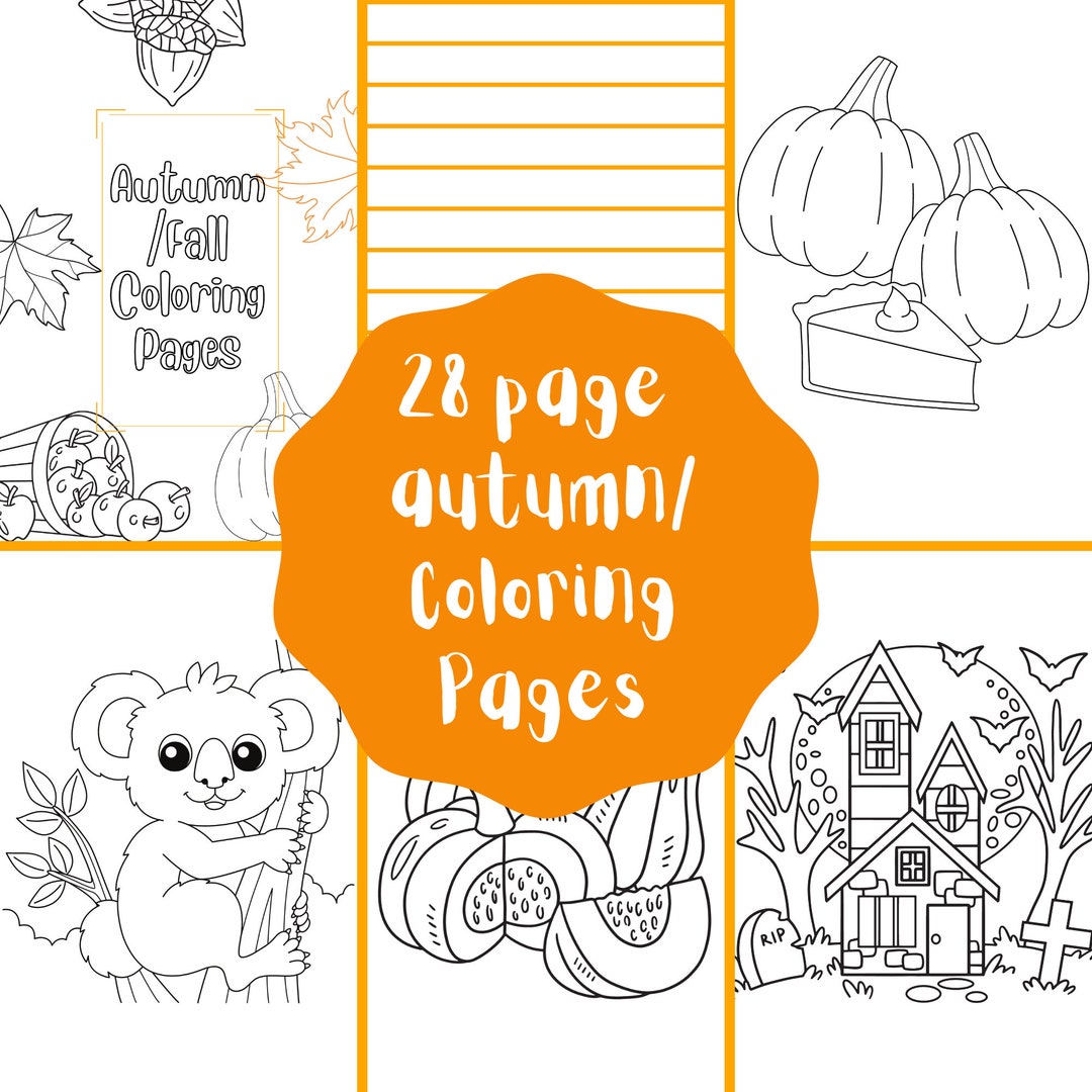Cute Fall Coloring Pagesfall Coloring Printablesautumn - Etsy