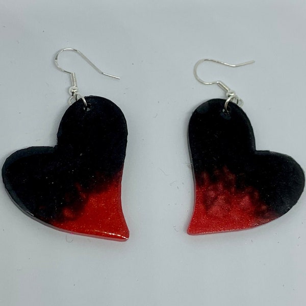 Cute Resin Abstract Heart shape earrings - dangle-drop jewellery, perfect gift for girlfriend, wife valentines