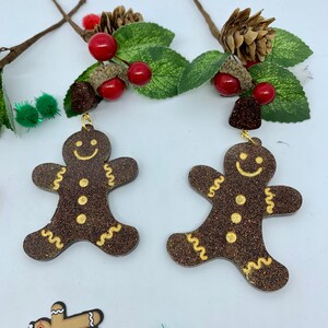 Cute Christmas Gingerbread Resin Earrings, stud and dangly