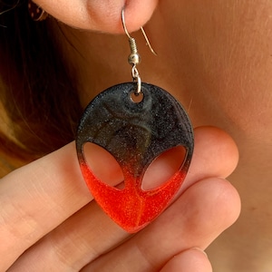 Funky Galactic Alien Space Elf Orecchini Resina - Cerchi Ganci o clip-on