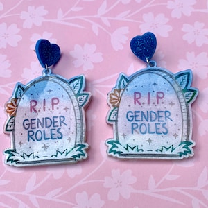 RIP Gender Rollen Harz Grabstein Ohrringe - anti-patriarchy weibliche, non-binary, trans Empowerment