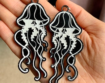 Sparkly Jellyfish Dangle Earrings: Handmade Resin Ocean Jewelry