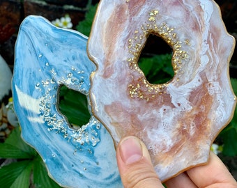 Resin Galaxy Swirl Geode Effect Coasters - SET OF 2 - Candle Plate Rest, home decor