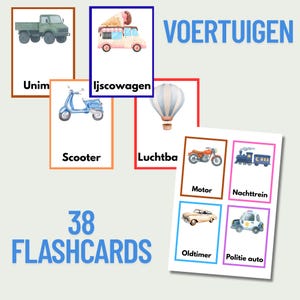 38 Lernkarten Fahrzeuge | Ausdruckbar | Aquarell-Illustrationen | Transport-Thema | Lehrreich für Kleinkinder und Vorschulkinder