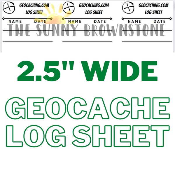 Geocaching Log Sheet PDF Digital Download - 2.5" (6.35cm) Wide, 3 Geocache Logs