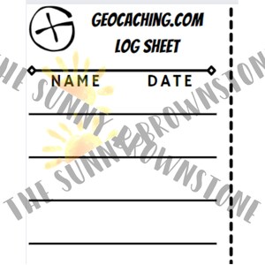Geocaching Log Sheet PDF Digital Download - 2.5