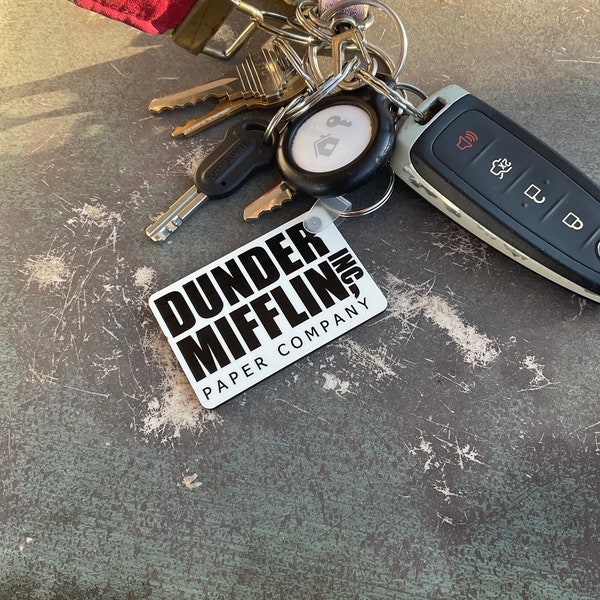 Dunder Mifflin Inc Paper Company Keychain Gift for The Office Fans Scranton Stocking Stuffer