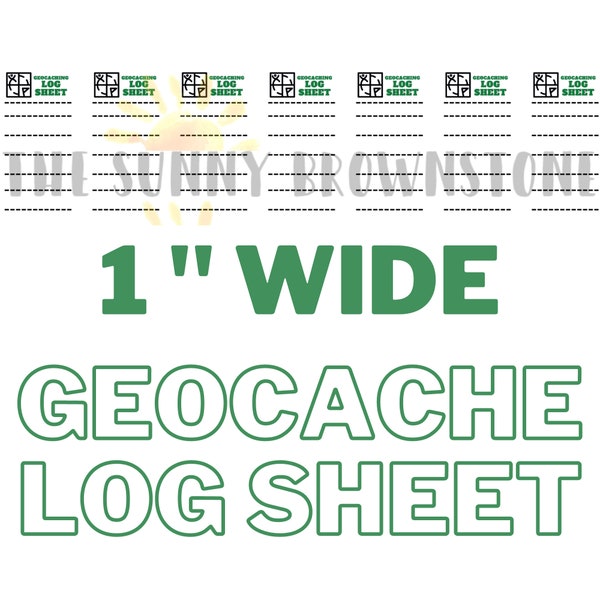 Geocaching Log Sheet PDF Digital Download - 1" (2.54cm) Wide, 7 Geocache Logs