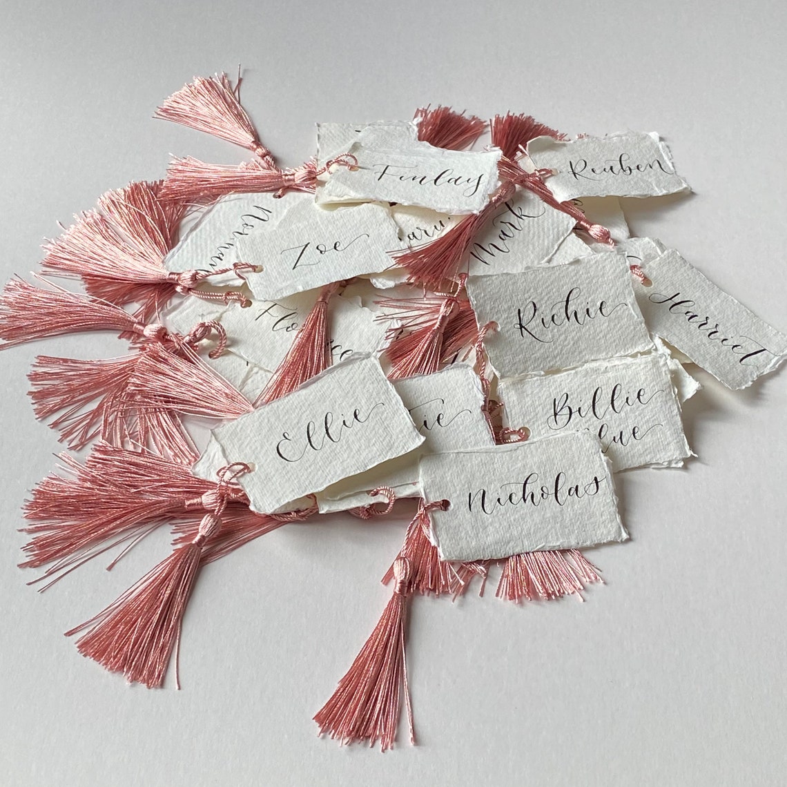 Wedding Place Card Tags Handmade White Paper With Black Ink Etsy UK