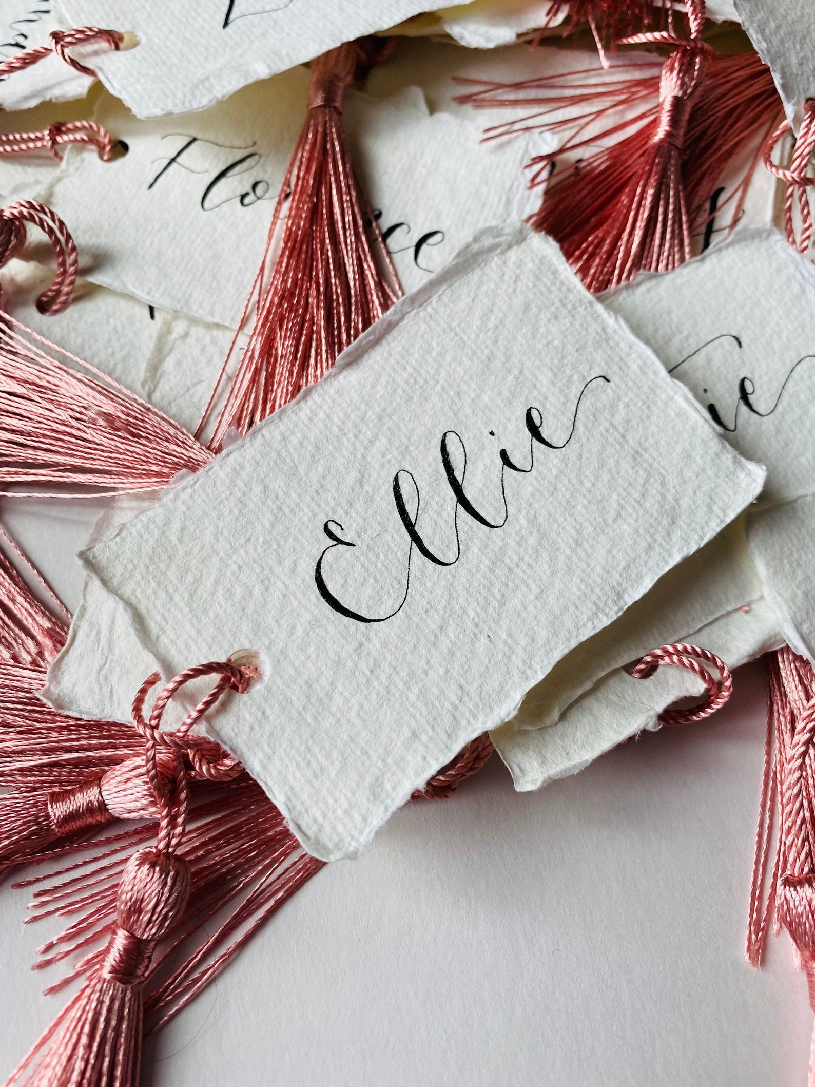 Wedding Place Card Tags Handmade White Paper With Black Ink Etsy UK