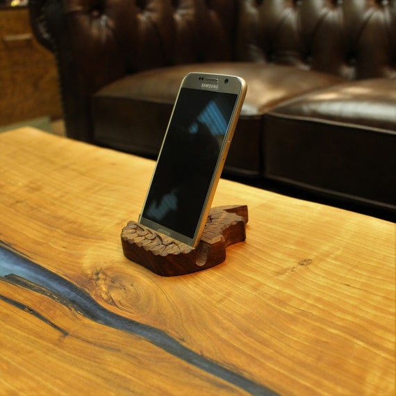 Apple Desktop Cell Phone Holder Stand Gift Wood Iphone Android