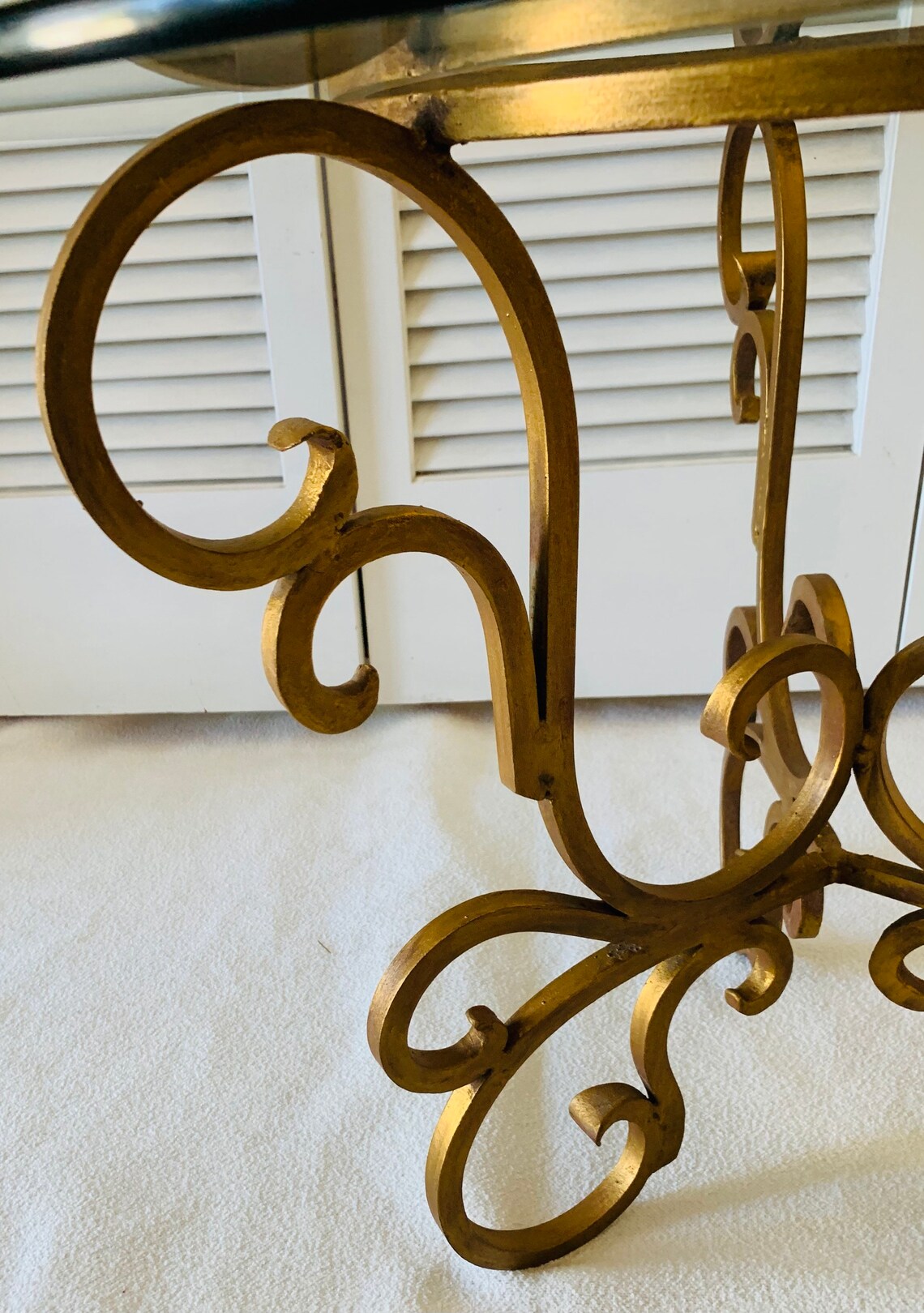 Vintage Wrought Iron & Glass Coffee Table Etsy