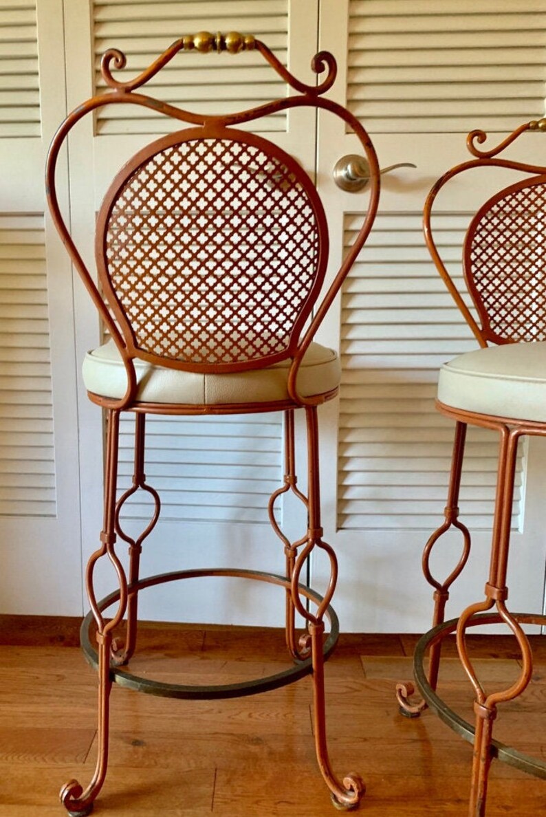 French Wrought Iron Bar Stools Etsy