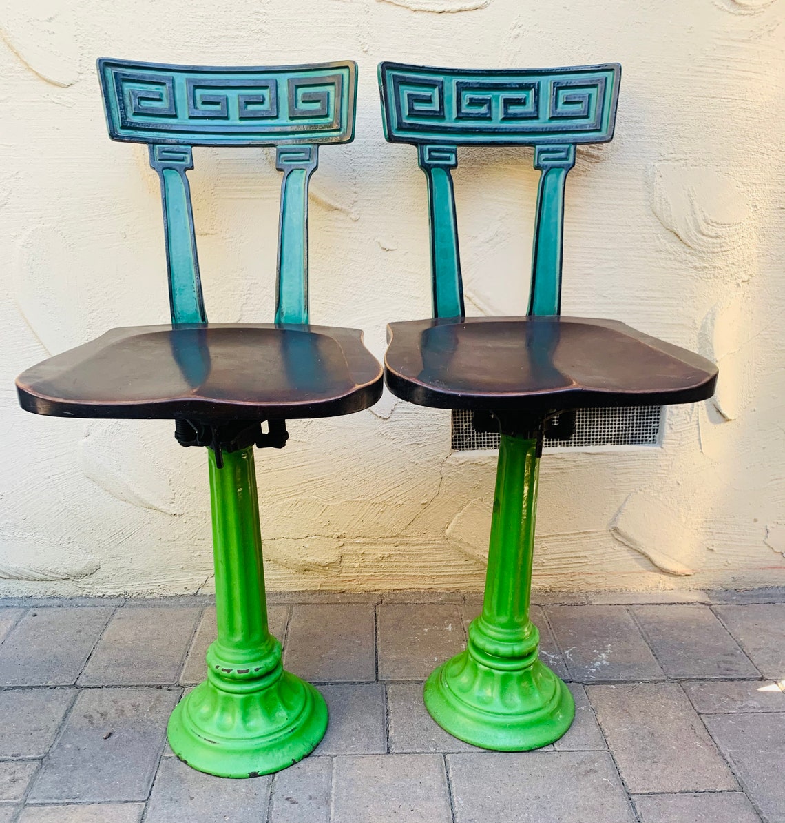 Art Deco Cast Iron Soda Bar Stools Etsy