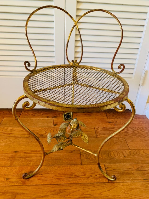 Vintage Italian Gilt Metal Vanity Chair Etsy