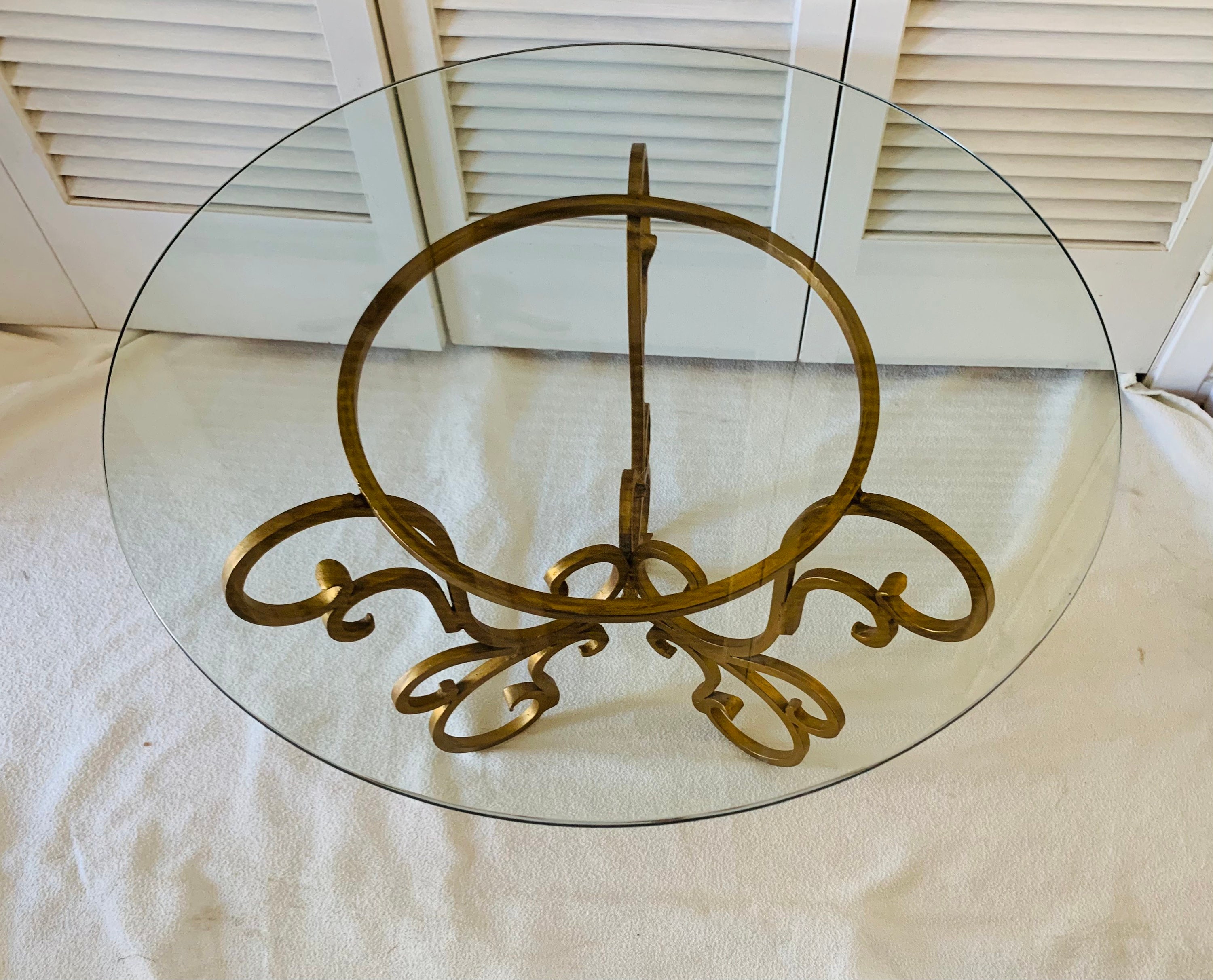 Vintage Wrought Iron & Glass Coffee Table Etsy