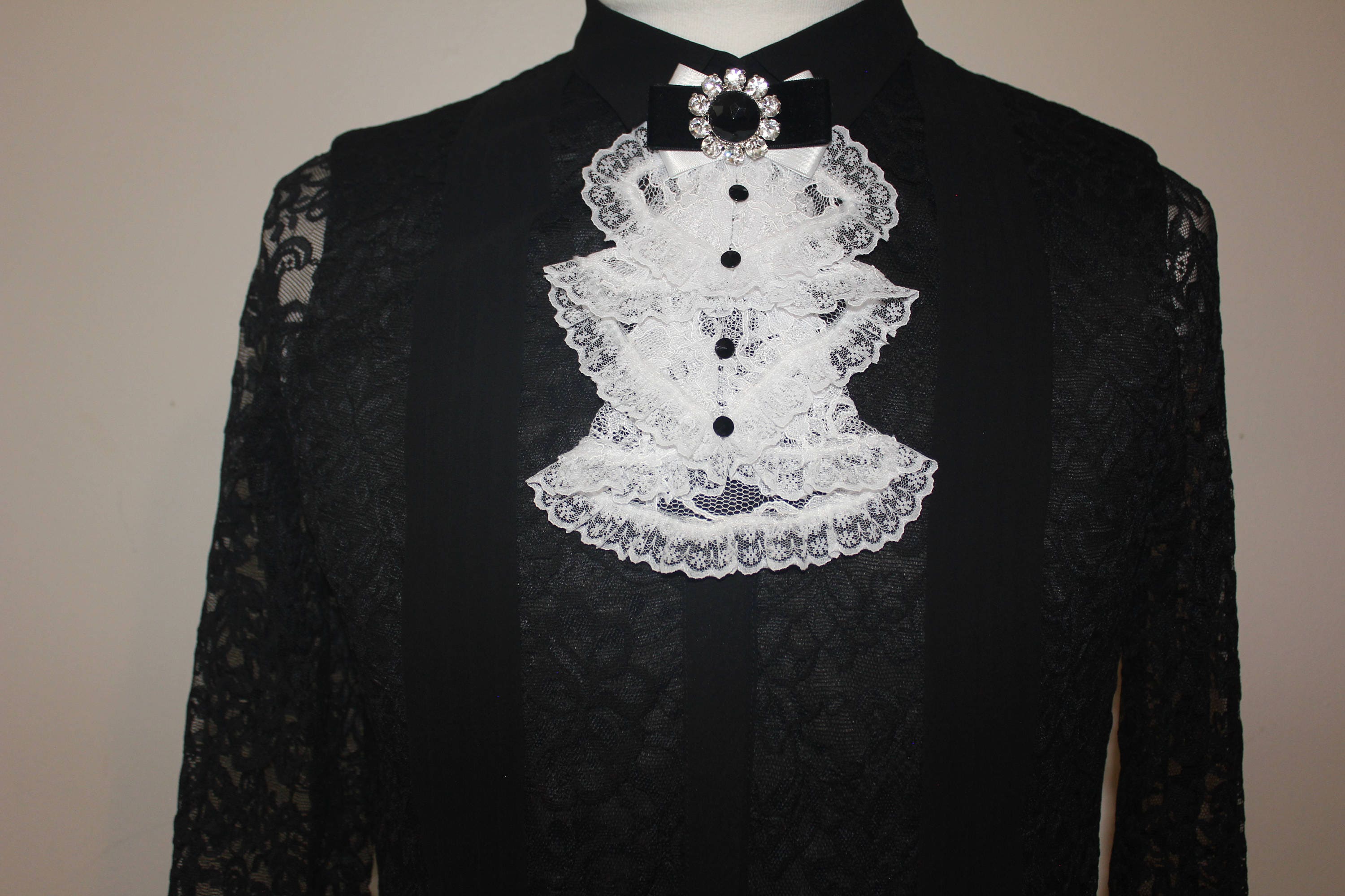 Elegant White lace Jabot / French Jabot / Detachable Collar / Etsy