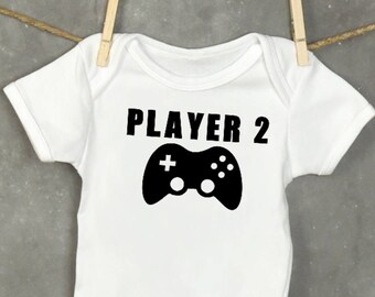 Player 2, Video game, Gaming, Baby gamer, Gaming parents, Baby boy,  Body Suit, Baby Shower Gift, New Baby, Pregnancy reveal, Gaming Daddy