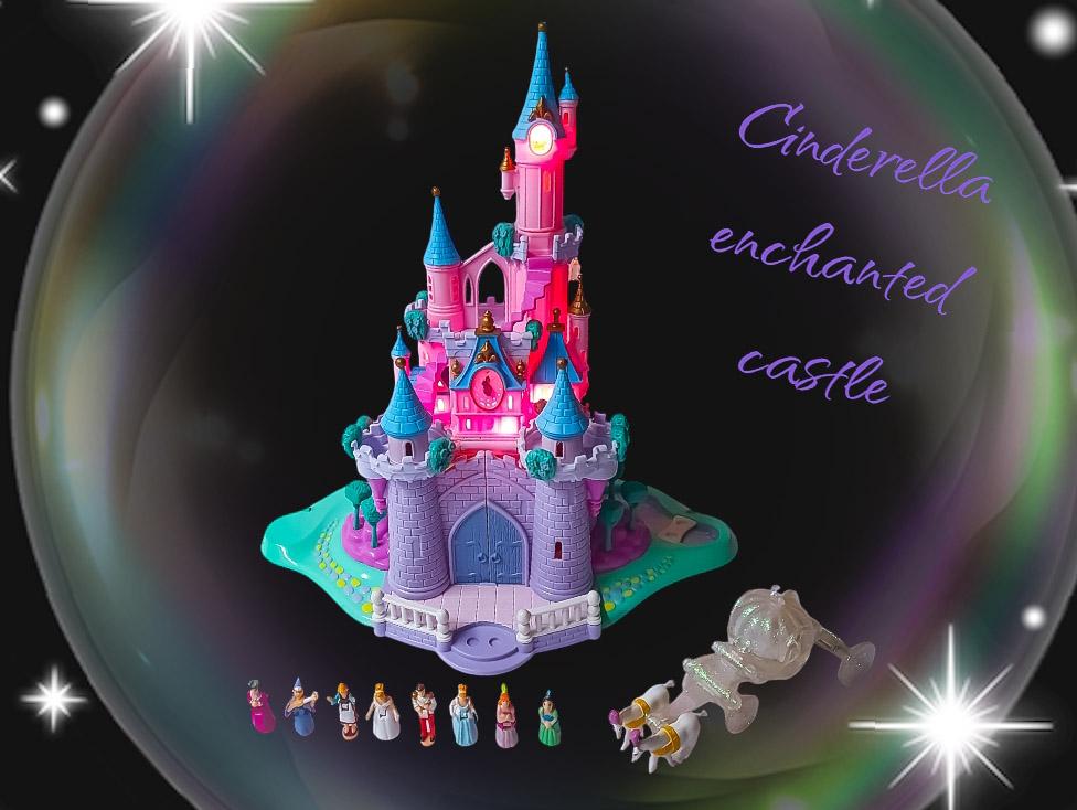 Polly pocket Disney vintage Cinderella enchanted castle 1995 100% complete, light up house tiny collection, Disney princess vintage toy