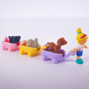 ポリー ポケット ヴィンテージ ペット デイ 1993、小動物カート、90 年代のミニチュアおもちゃ、リル ペット カート