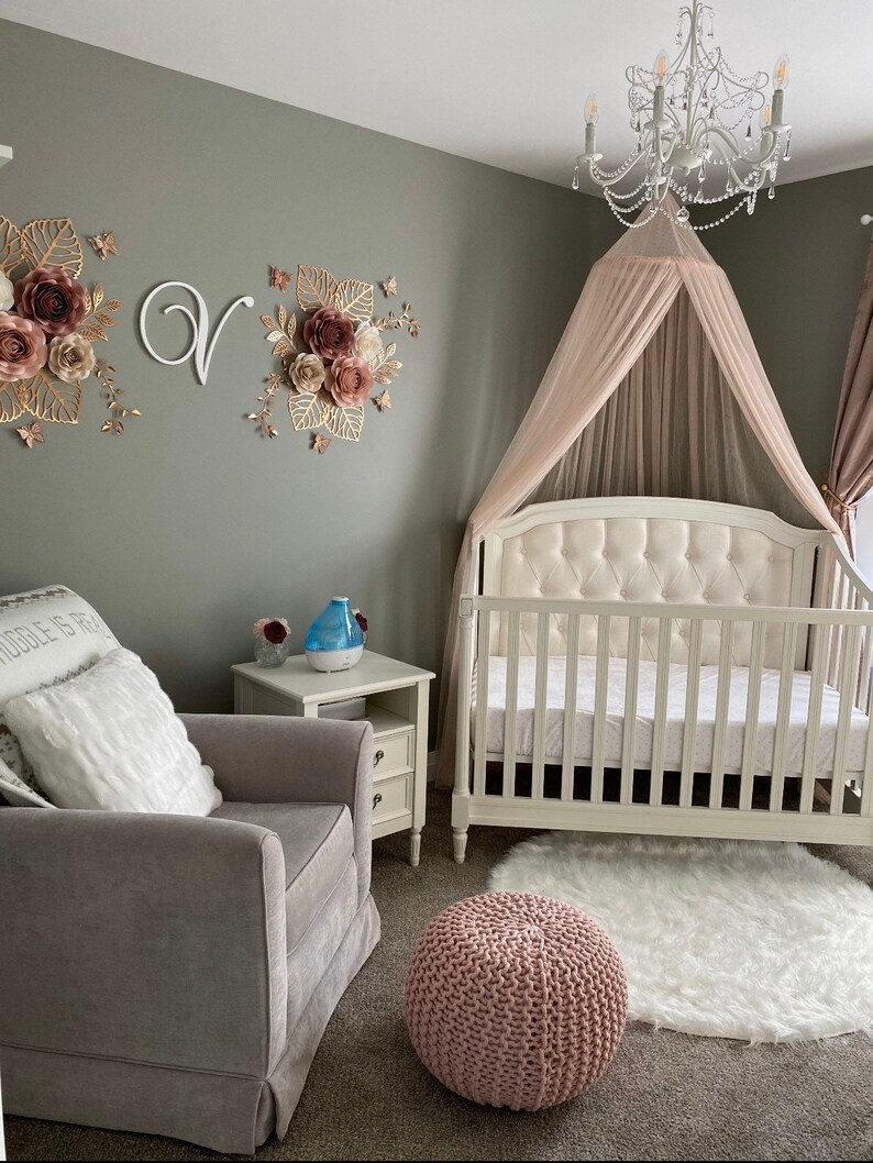 Nursery Set Roses Nursery Paper Flowers Nursery Decor Etsy