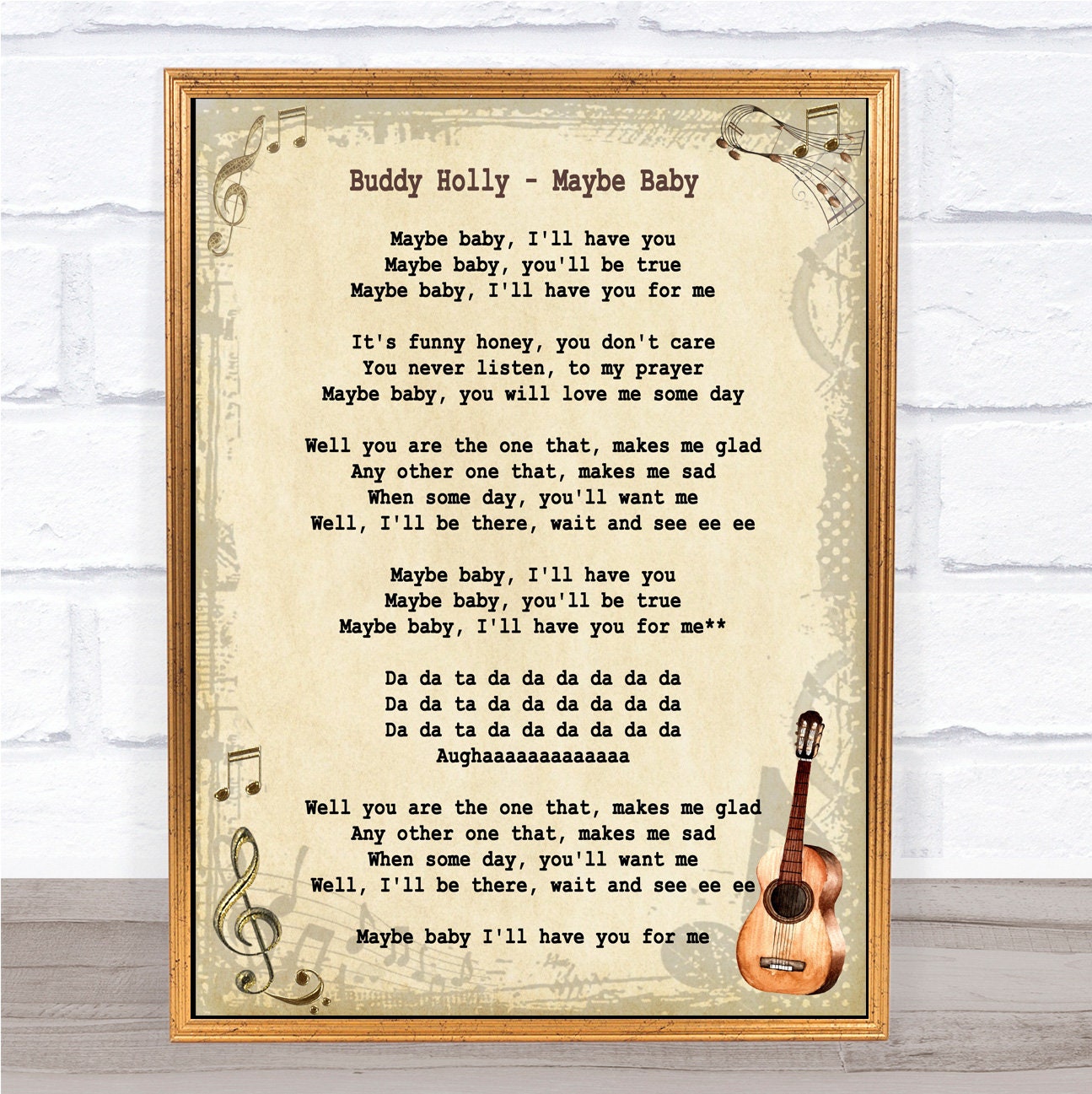 Buddy Holly Maybe Baby Song Lyric Vintage Quote Print | Etsy