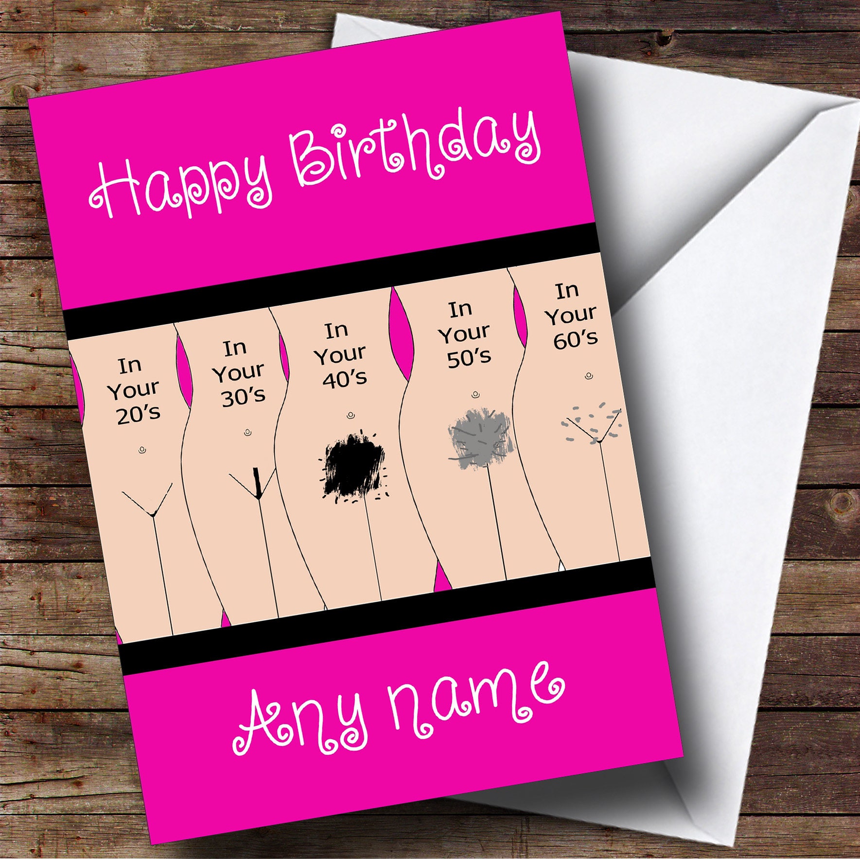Funny Joke Getting Old Pubic Hair Personalised Birthday Card Etsy