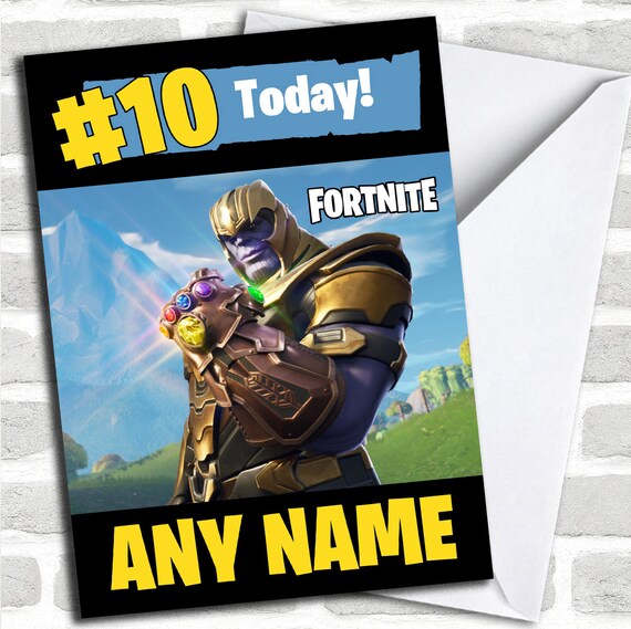 Fortnite Thanos Personalized Childrens Birthday Card photo regarding Fortnite Birthday Card Printable titled Fortnite Thanos Customized Childrens Birthday Card