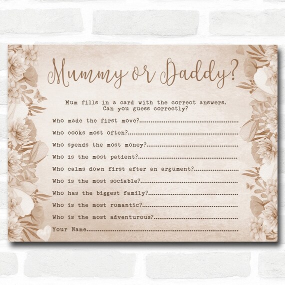Baby Shower Games Floral Guess Who Game Cards Etsy