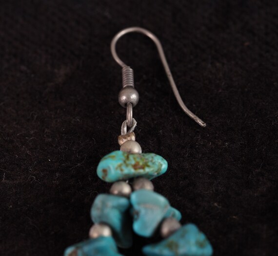 Organic, Chunky Turquoise Teardrop Earrings, Vint… - image 5