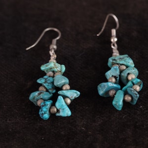 Organic, Chunky Turquoise Teardrop Earrings, Vintage Jewelry