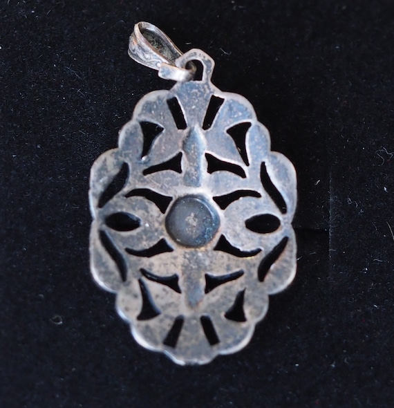 Romantic Antique, Silver Rhinestone Pendant. Anti… - image 2