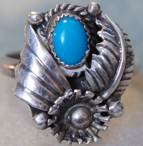 Sweet Little Ring, Blue Bird Oval Turquoise, Frame