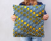 "Lemon" Cushion cover 40 x 40 - blue and yellow wax