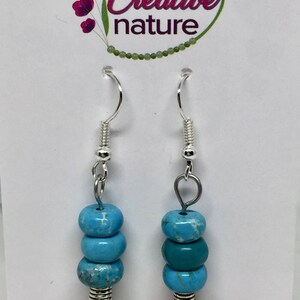 Blue Magnesite Turquoise & Red Cluster Stud Earrings