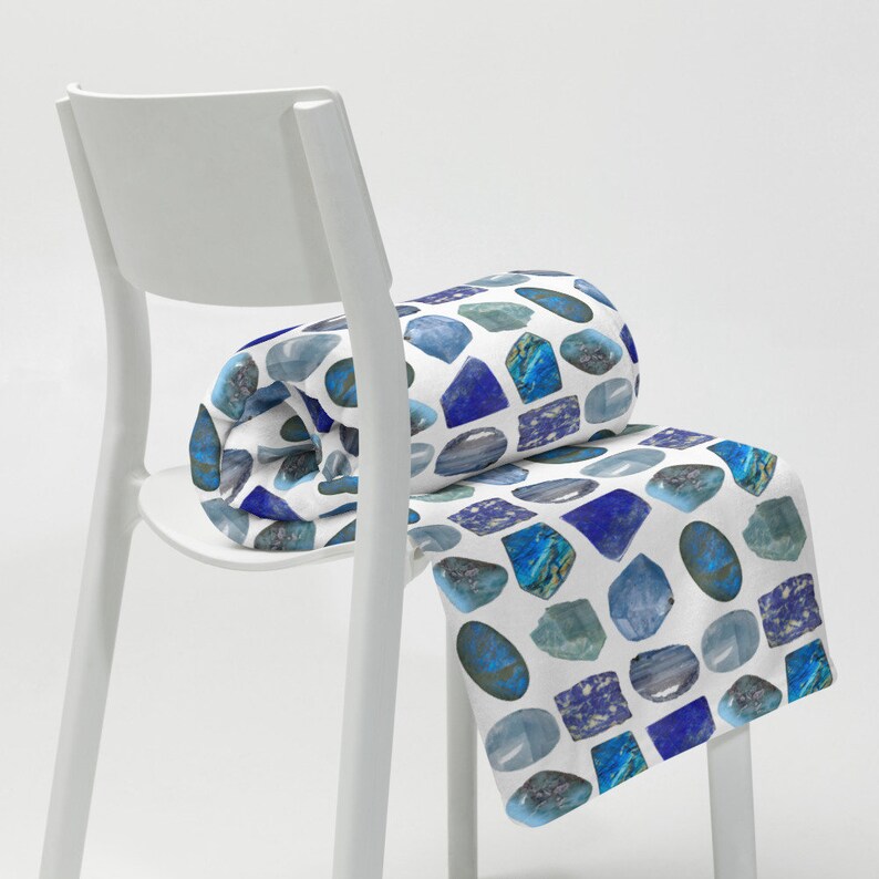 Blue Crystals & Rocks Throw Blanket Mineral Photo Art Etsy