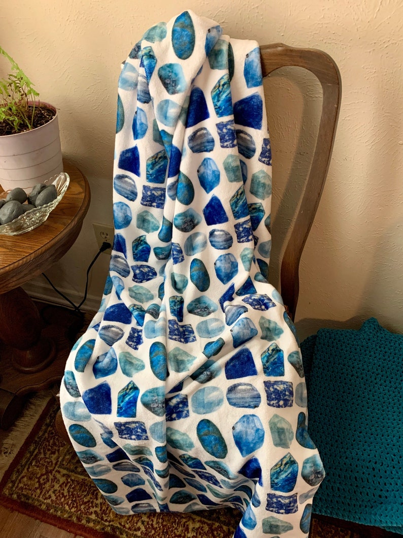 Blue Crystals & Rocks Throw Blanket Mineral Photo Art Etsy